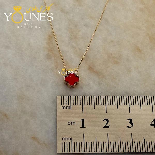 گردنبند طلا ونکلیف سنگی قرمز